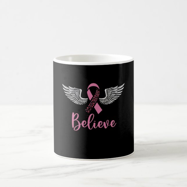 Tro Bröstcancer medvetenhet Rosa Ribbon Gift Kaffemugg (Center)