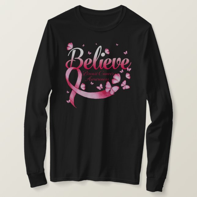 Tro bröstcancerfjäril t shirt (Design framsida)