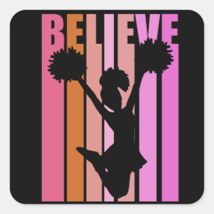 Tro CheerLedare Cheerlead Girls pom Poms Fyrkantigt Klistermärke