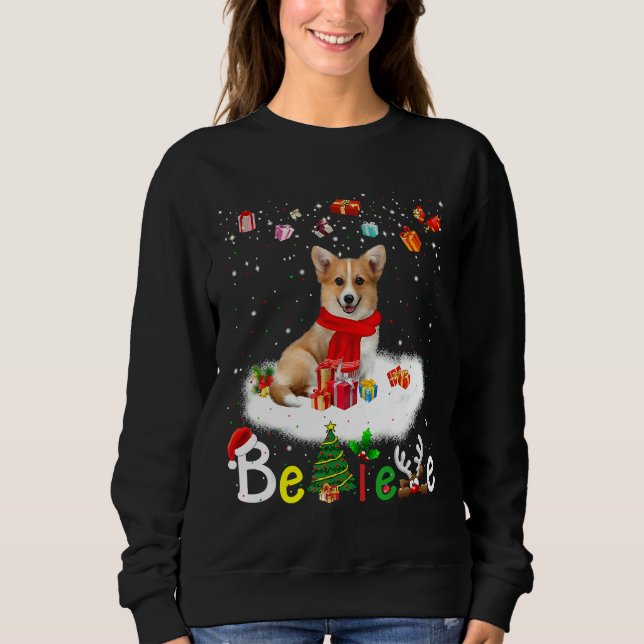 Tro Corgi Hund Julafton jul T Shirt (Framsida)