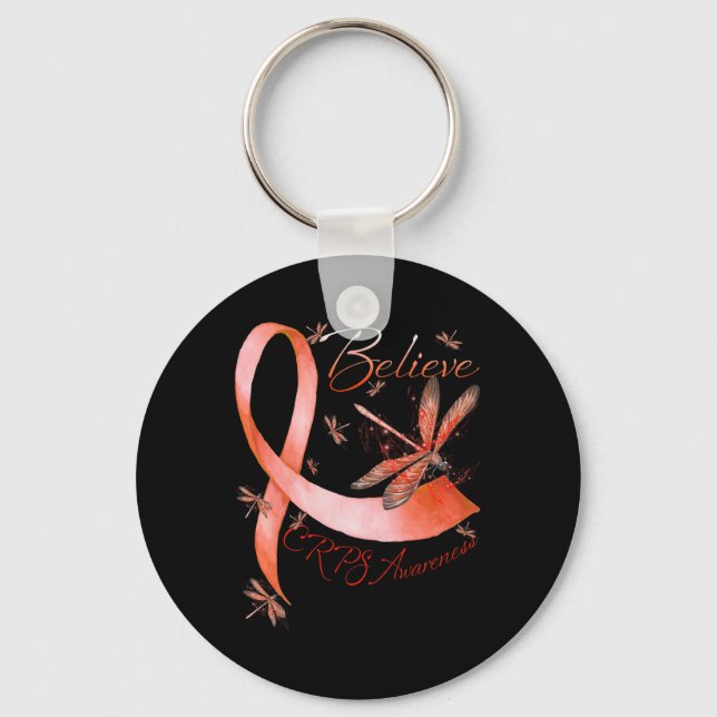 Tro Crps Awareness Orange Ribbon Dragonfly Lov Nyckelring (Framsida)