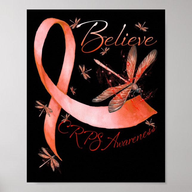 Tro Crps Awareness Orange Ribbon Dragonfly Lov Poster (Framsidan)