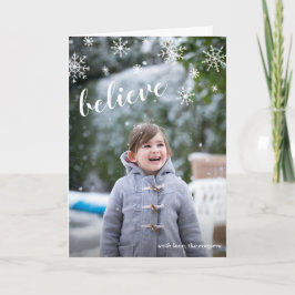 Tro Cute Snöflingor enkel fotojul Helgkort