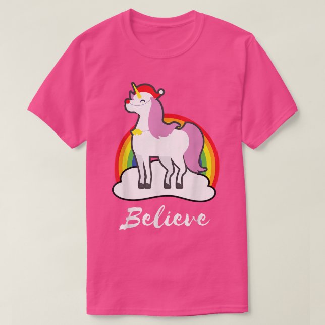 Tro Cute Unicorn-julgåva T Shirt (Design framsida)