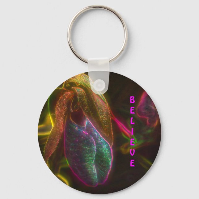 Tro Dam-slimmad Flower-inspiration Nyckelring (Framsida)