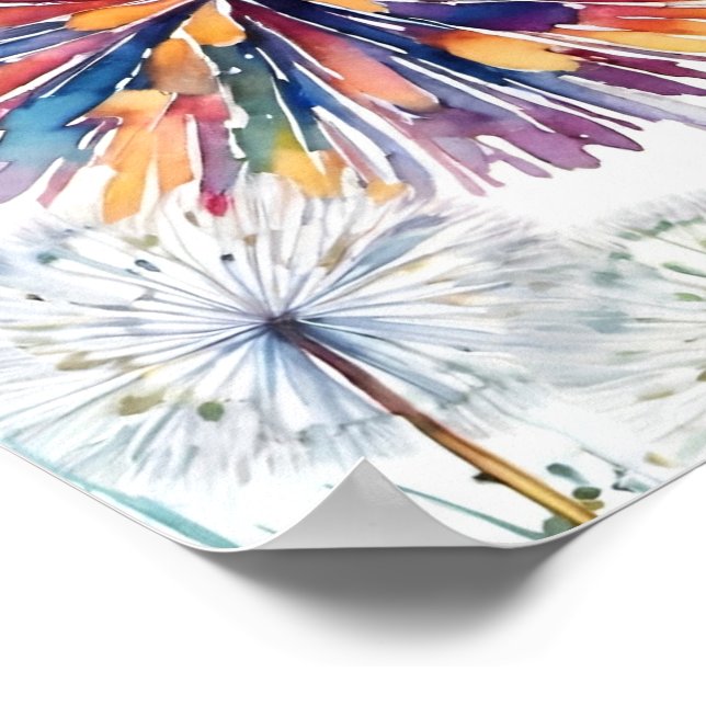 Tro! Dandelions önskar ogräs Poster (Hörn)