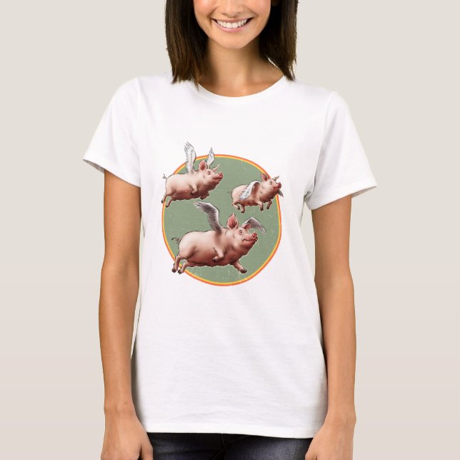 Tro det eller inte - flyga Grisar T Shirt (Framsida)