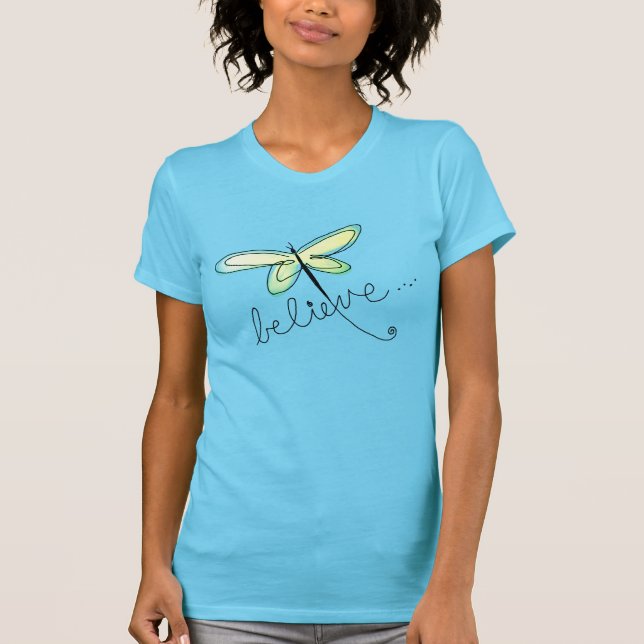 Tro Dragonfly Abstrakt Art till Bära T Shirt (Framsida)