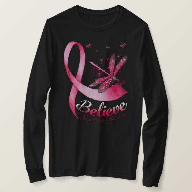 Tro Dragonfly Rosa Ribbon Breast Cancer Awaren T Shirt (Design framsida)