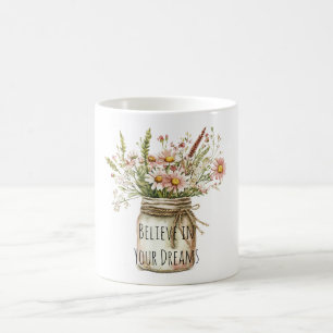 Tro Dröm Blommor i Kruka Kaffemugg