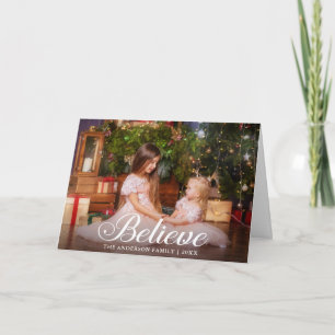 Tro Elegant Calligraphy Family Photo Foled Helgkort