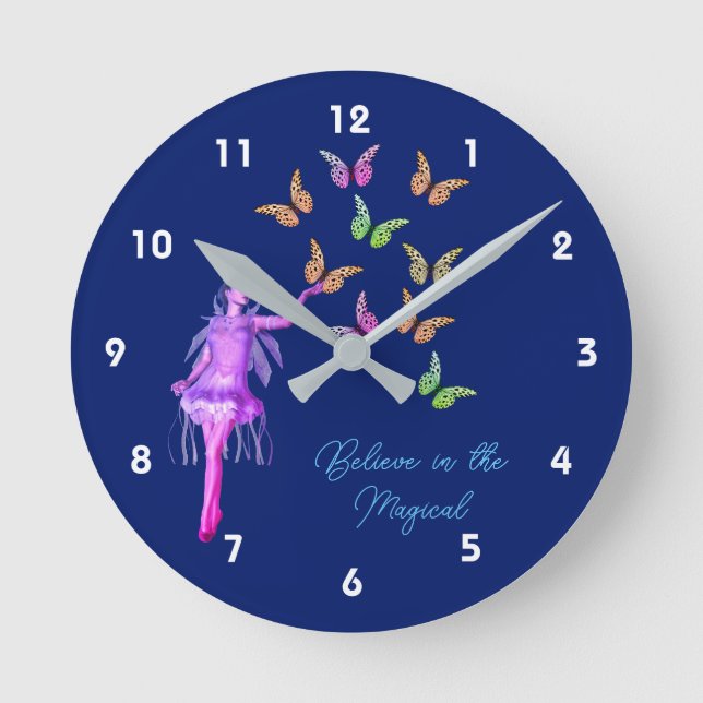 Tro Fairy Butterflies inspiration Rund Klocka (Framsida)
