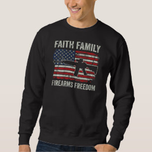 Tro Faith Familj Eldvapen Frihet Kristna Ar15 Usa Lång Ärmad Tröja