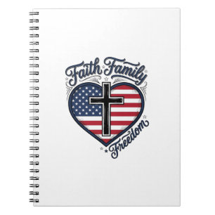 Tro Faith Familj Frihet Patriotiskt Kors Hjärta Tr Anteckningsbok