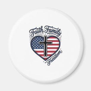 Tro Faith Familj Frihet Patriotiskt Kors Hjärta Tr Magnet