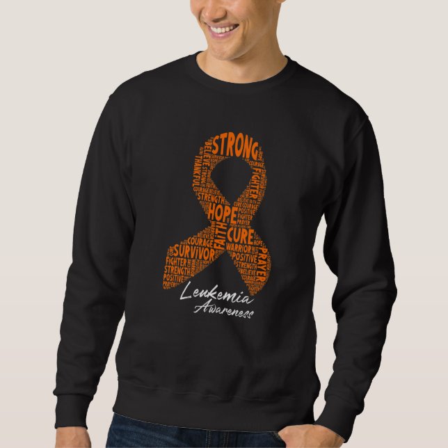Tro Faith Hope Cure Leukemi Medvetenhet Band Kriga Lång Ärmad Tröja (Framsida)
