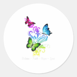 Tro Faith Hope Kärlek Butterfly Gift Runt Klistermärke
