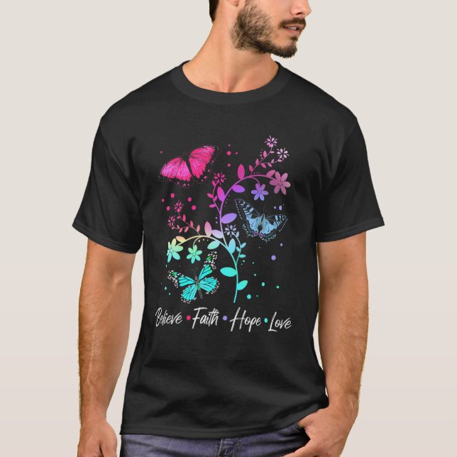 Tro Faith Hope Kärlek Butterfly T Shirt (Framsida)