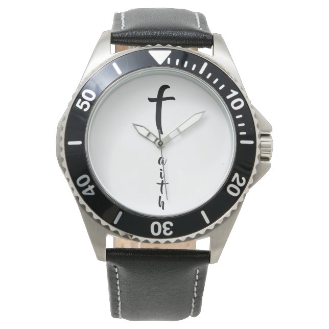 Tro Faith Svart och Vitt Modern Typografi Armbandsur (Framsida)