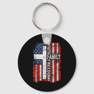 Tro Familj Dom Patriotisk Kristet Vintage Usa Nyckelring