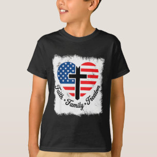 Tro Familj Dom Usa Flagga Kors Hjärta Patriotisk A T Shirt