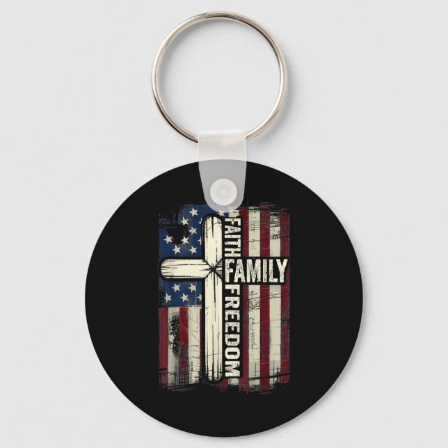 Tro Familj Dom Usa Flagga  Nyckelring (Framsida)