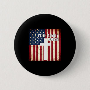 Tro familj frihet patriotisk kristen usa flagga knapp
