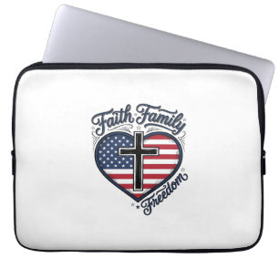 Tro Familj Frihet Patriotiskt Kors Hjärta Tröja D Laptop Fodral