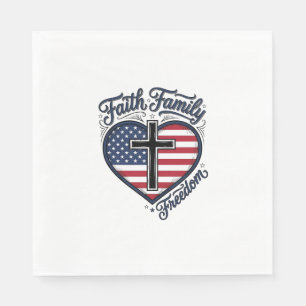 Tro Familj Frihet Patriotiskt Kors Hjärta Tröja D Pappersservett