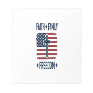Tro Familj Frihet Patriotiskt Kors USA Flagga Vect Anteckningsblock