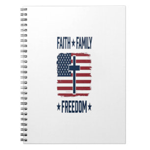 Tro Familj Frihet Patriotiskt Kors USA Flagga Vect Anteckningsbok
