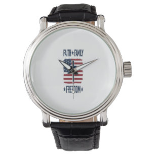 Tro Familj Frihet Patriotiskt Kors USA Flagga Vect Armbandsur