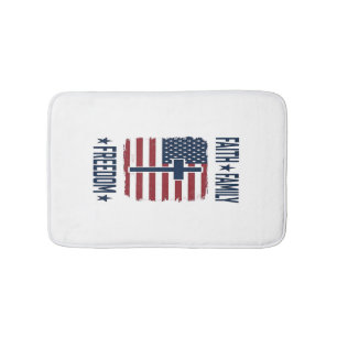 Tro Familj Frihet Patriotiskt Kors USA Flagga Vect Badrumsmatta