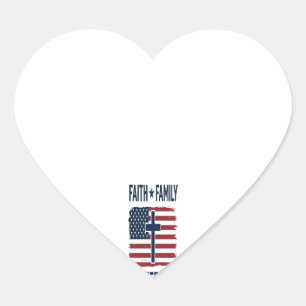 Tro Familj Frihet Patriotiskt Kors USA Flagga Vect Hjärtformat Klistermärke