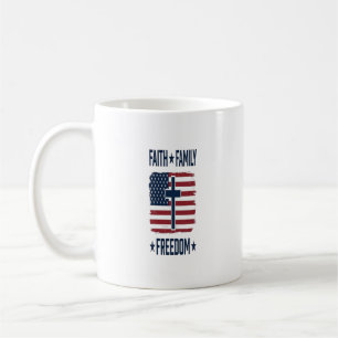 Tro Familj Frihet Patriotiskt Kors USA Flagga Vect Kaffemugg