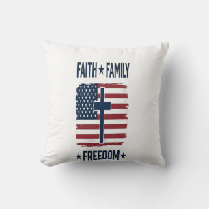 Tro Familj Frihet Patriotiskt Kors USA Flagga Vect Kudde
