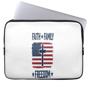 Tro Familj Frihet Patriotiskt Kors USA Flagga Vect Laptop Fodral