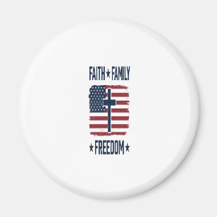 Tro Familj Frihet Patriotiskt Kors USA Flagga Vect Magnet