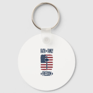 Tro Familj Frihet Patriotiskt Kors USA Flagga Vect Nyckelring