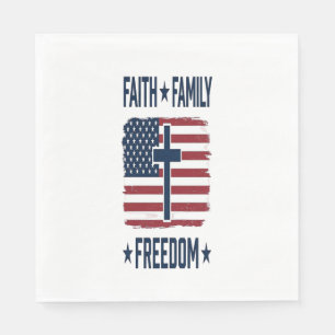 Tro Familj Frihet Patriotiskt Kors USA Flagga Vect Pappersservett