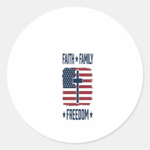 Tro Familj Frihet Patriotiskt Kors USA Flagga Vect Runt Klistermärke