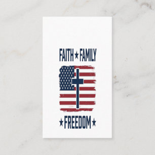 Tro Familj Frihet Patriotiskt Kors USA Flagga Vect Visitkort