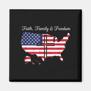 Tro Familj Frihet USA Flagga 4 juli Magnet