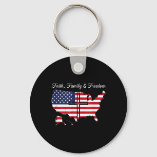 Tro Familj Frihet USA Flagga 4 juli Nyckelring