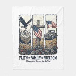 Tro Familj Frihet Vintage Patriotisk Örn Fleecefilt