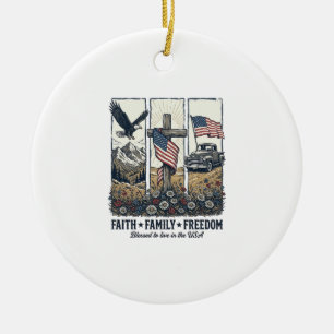 Tro Familj Frihet Vintage Patriotisk Örn Julgransprydnad Keramik