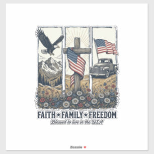 Tro Familj Frihet Vintage Patriotisk Örn Klistermärken