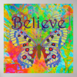 Tro färgglad fjäril poster