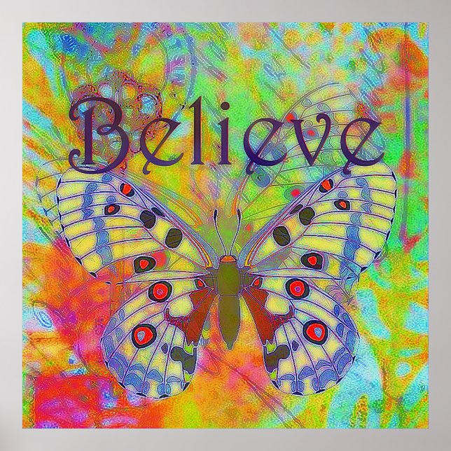 Tro färgglad fjäril poster (Framsidan)