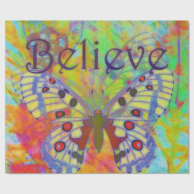 Tro färglös fjäril presentpapper (Platt)